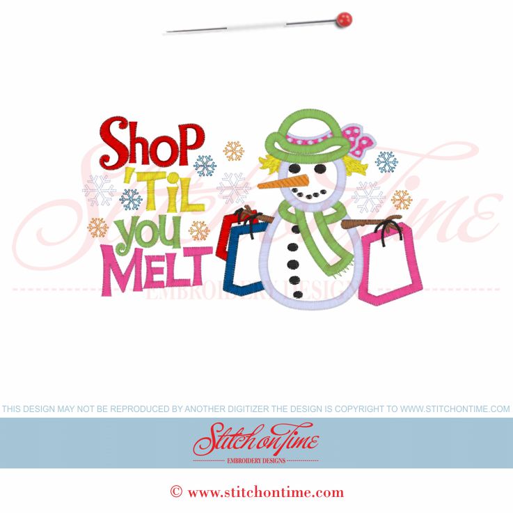 642 Christmas : Snowman Shop 'Til You Melt Applique 5x7