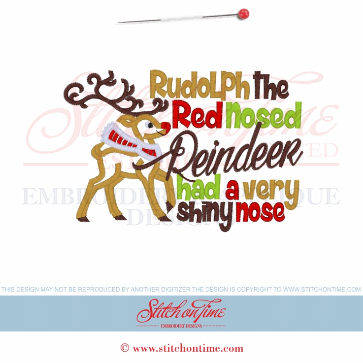 748 Christmas : Rudolph The Red Nosed Reindeer Applique 5x7