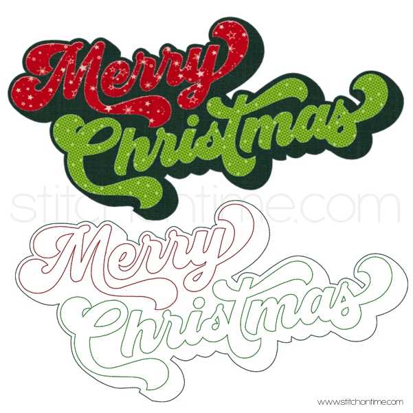 899 Christmas: Merry Christmas Bean Stitch Applique