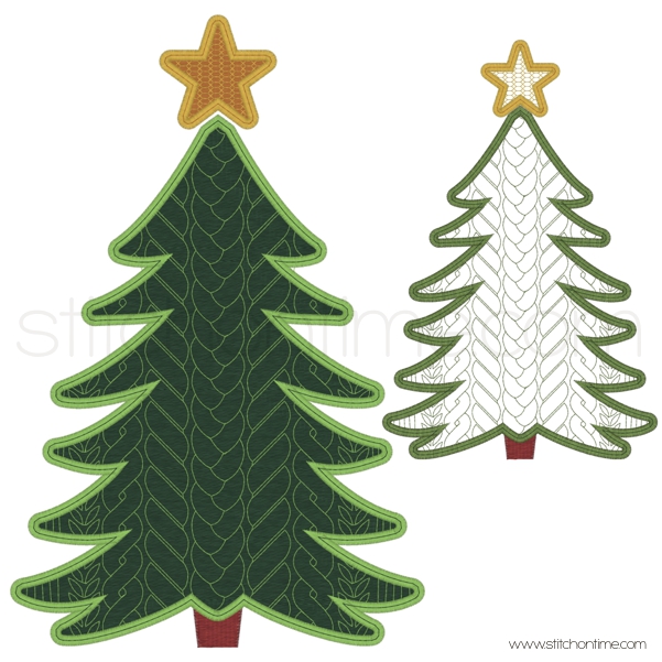 916 Christmas: Cable Knit Christmas Tree Applique