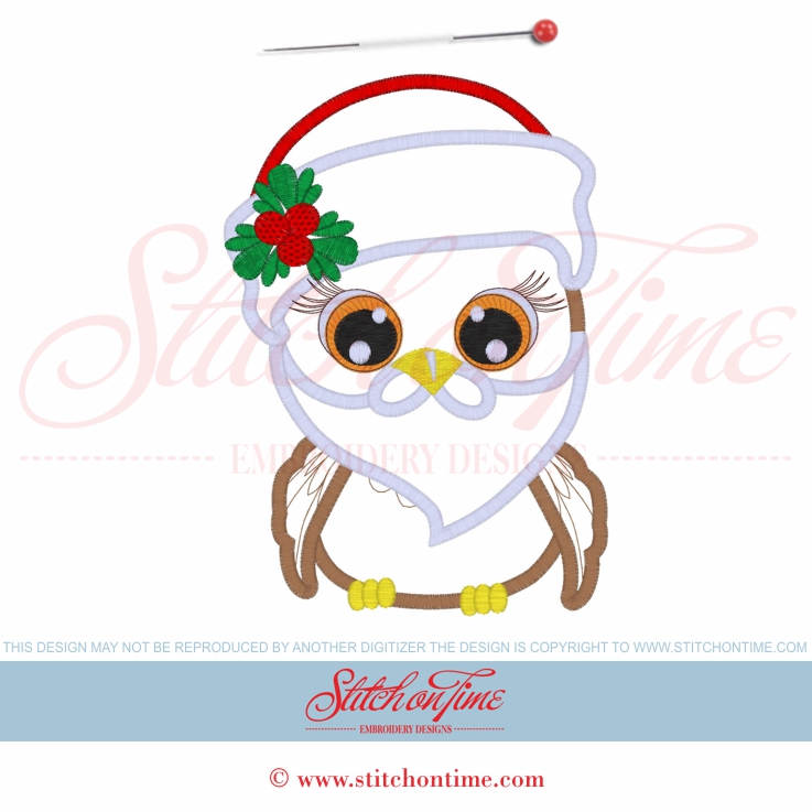 3 Christmas Owl AMD : Santa Owl Applique 5x7