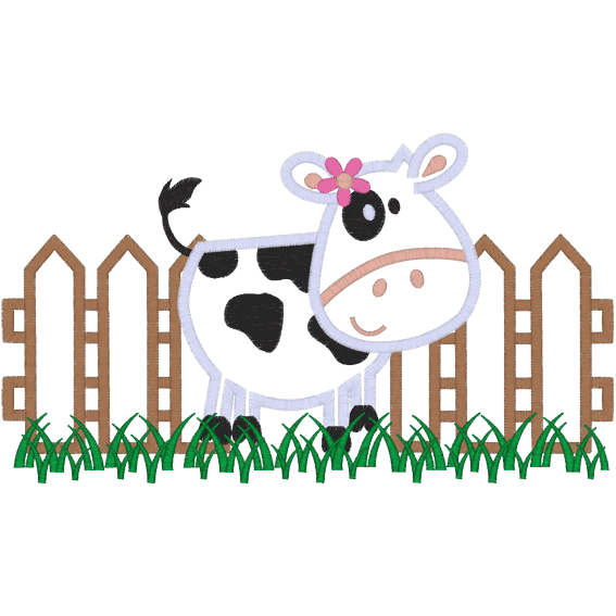 Cows (A18) Cow by Fence Applique 5x7
