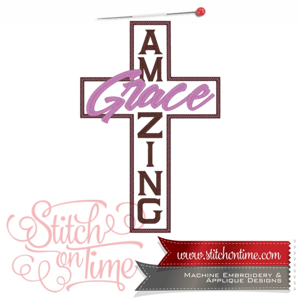 51 Crosses : Amazing Grace Cross Applique 3 Sizes Inc.