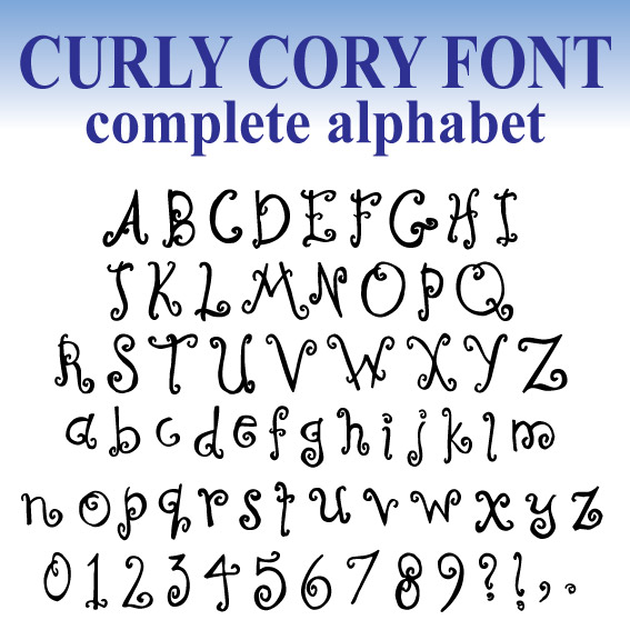 Fonts (A1) Curly Cory Full Embroidery 25mm 50mm 75mm