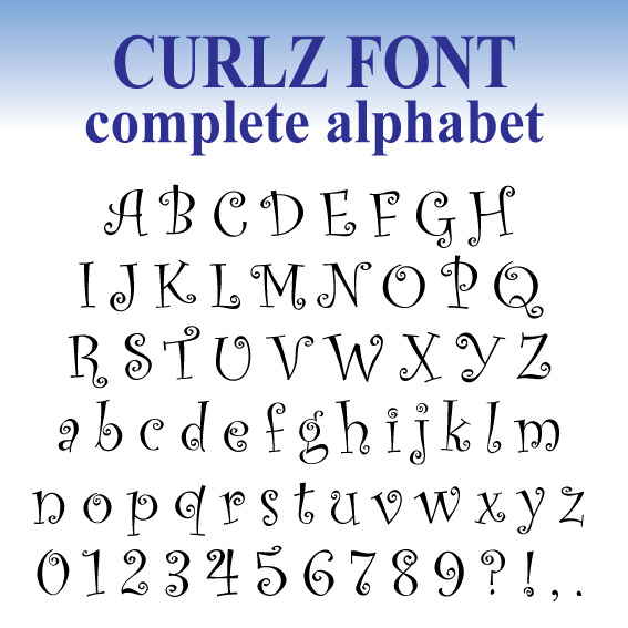 Fonts (A1) Curlz Full Embroidery 25mm 50mm 75mm