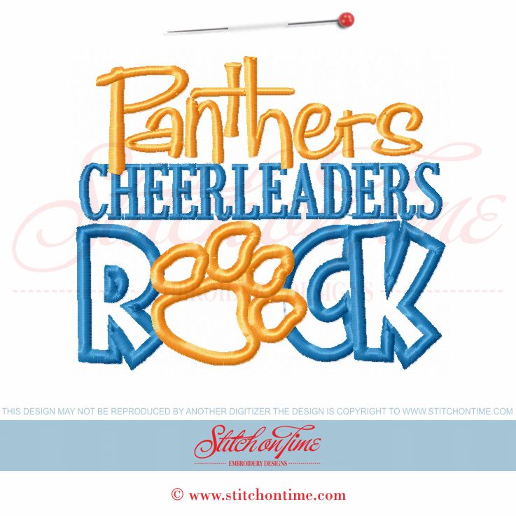 2261 Custom : Panthers Cheerleaders Rock Applique 5x7