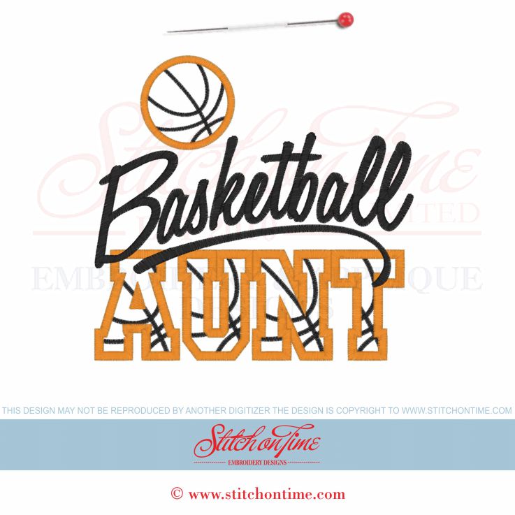 3591 Custom : Basketball Aunt Applique 6x10