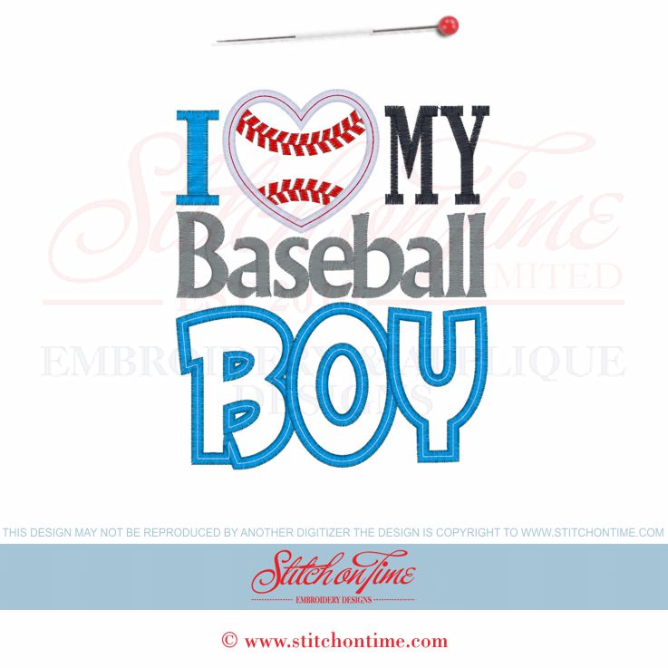 3605 Custom : I Love My Baseball Boy Applique 5x7