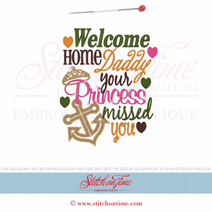 3680 Custom : Welcome Home Daddy Applique 5x7