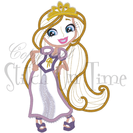 Cute Girls (A19) Tangled Style Girl Applique 6x10