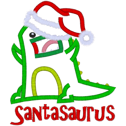 Dino (A11) Santa Dinosaur Applique 5x7