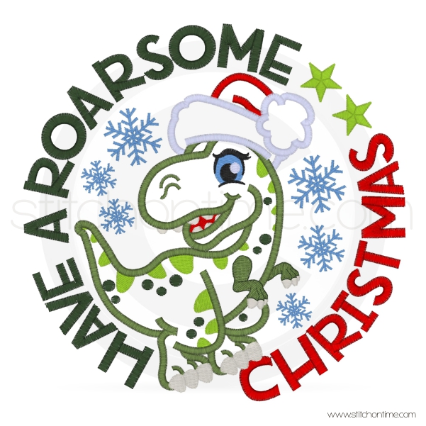 35 Dino : Have A Roarsome Christmas Applique