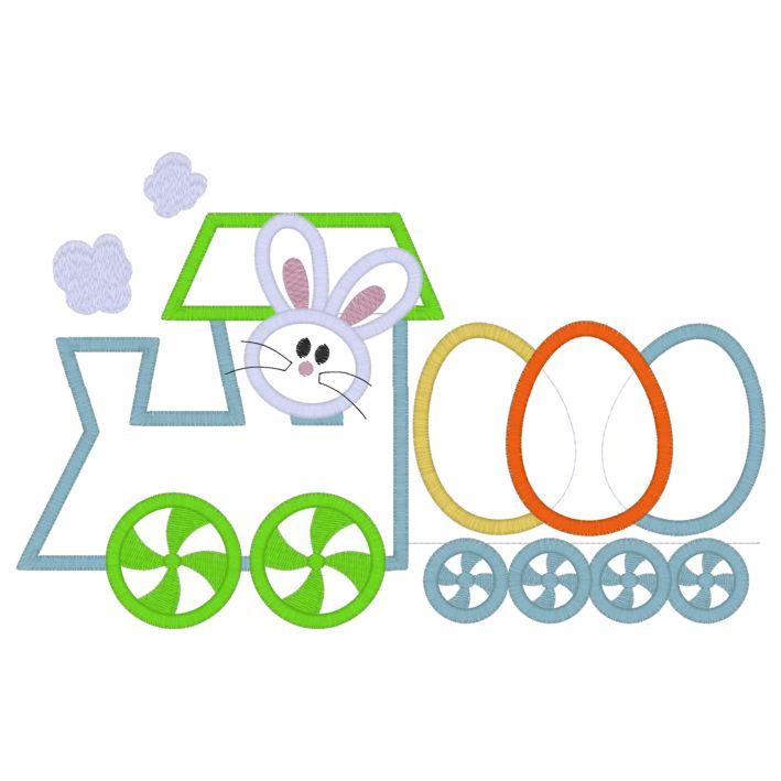 Easter (113) Bunny Train Applique 6x10