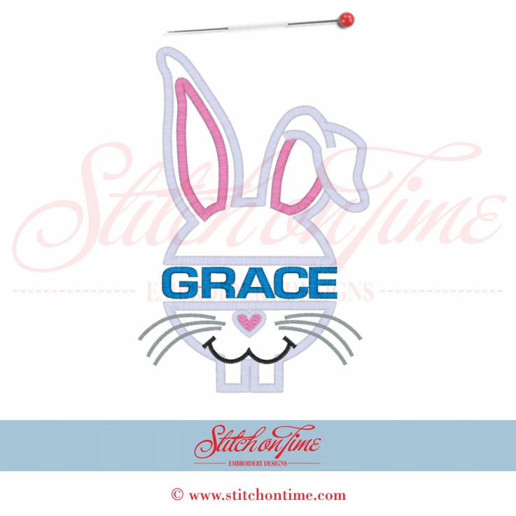119 Easter : Bunny Rabbit With Name Applique 5x7