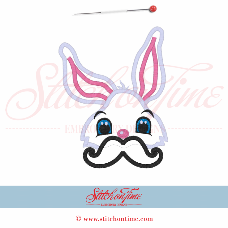 126 Easter : Mustache Bunny Rabbit Applique 5x7