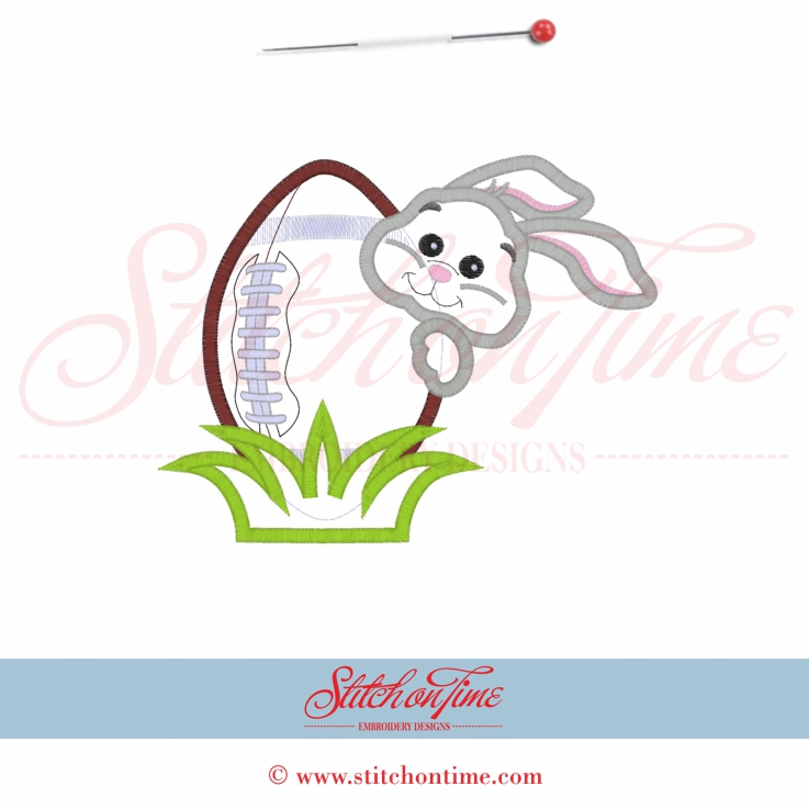 139 Easter : Bunny Rabbit With Football Applique 5x7