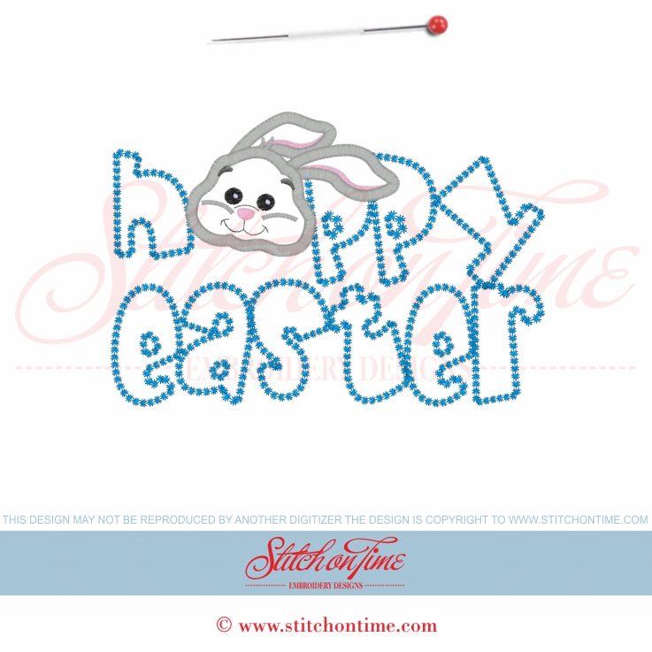 153 Easter : Bunny Rabbit Hoppy Easter Applique 5x7