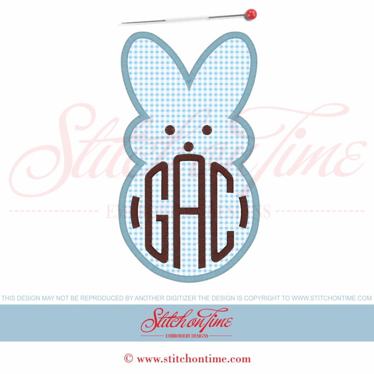 156 Easter : Bunny Rabbit Monogram Made To Order Applique 5x7