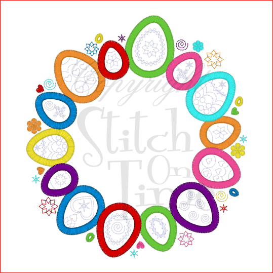 Easter (85) Egg Wreath Applique 6x10