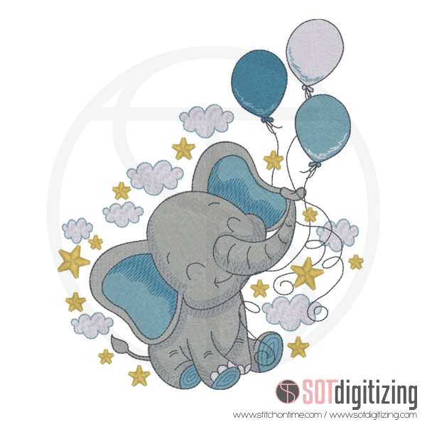 74 Elephants : Elephant With Balloons