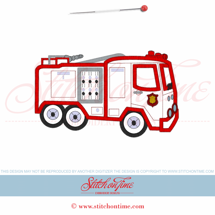 2 Fire Fighter : Fire Truck Applique 5x7