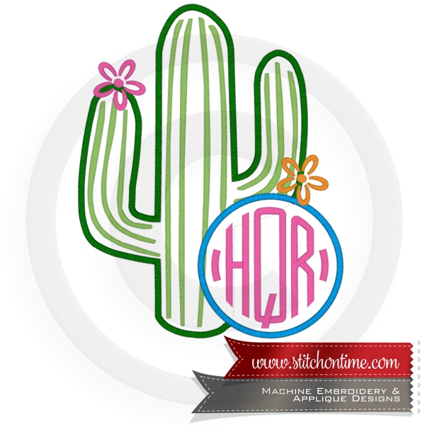9 Floral : Cactus Monogram Applique MTO