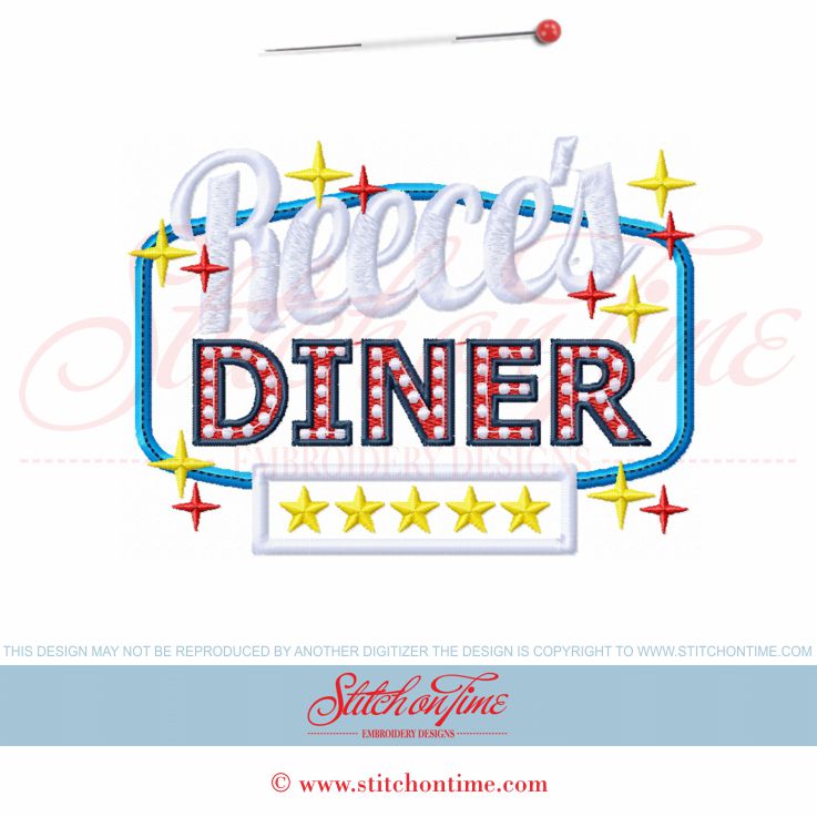 19 Food : Name Diner Made To Order Applique 5x7