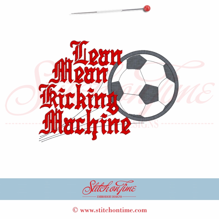 71 Football : Soccer Lean Mean Kicking Machine Applique 5x7