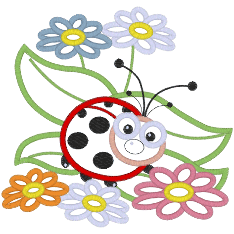 Garden Fairies (A2) ladybug Applique 5x7