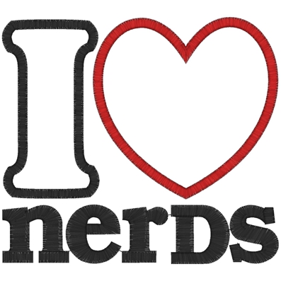 Geek (6) I Love nerDs Applique 5x7