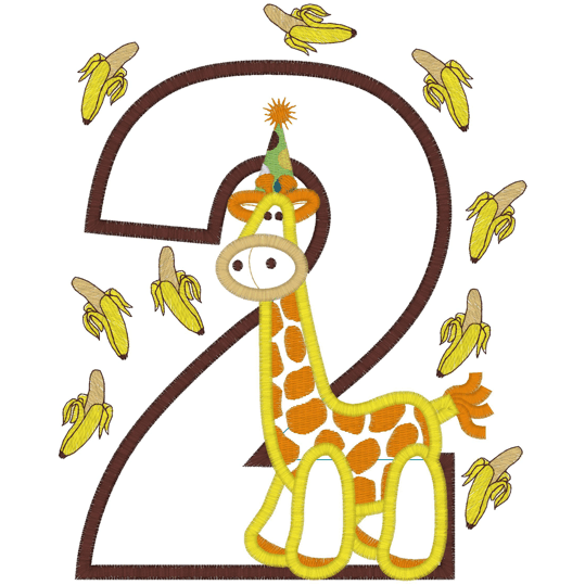 Giraffe (35) Birthday Applique 6x10