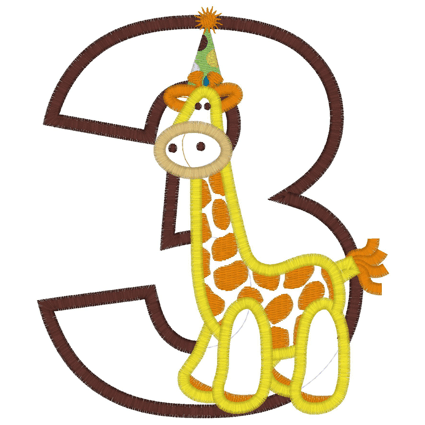 Giraffe (37) Birthday Applique 5x7