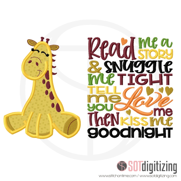 53 Giraffe : Read Me a Story Giraffe Applique