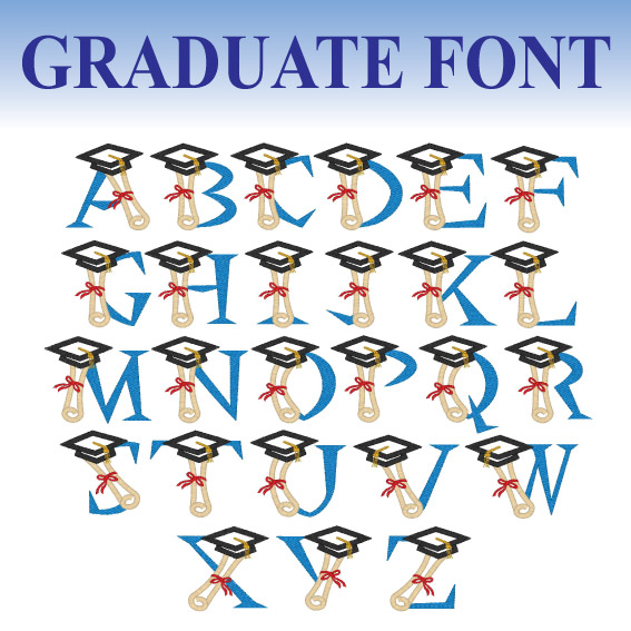 Fonts (A2) Graduation Applique 4x4