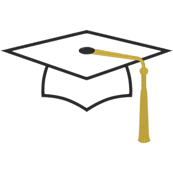 Graduation (A2) Mortar Board Hat Applique 5x7