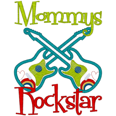 Guitar (A14) Mommys Rockstar Applique 5x7