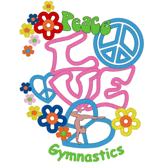 Gymnast (A22) Peace Love GymnasticsApplique 5x7
