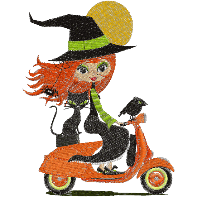 Halloween (A21) Witch on Scooter 5x7