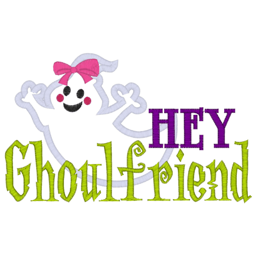 Halloween (212) Hey Ghoulfriend Applique 5x7