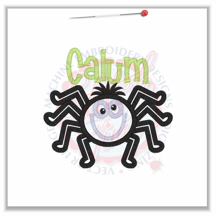 254 Halloween : Spider With Name Applique 5x7