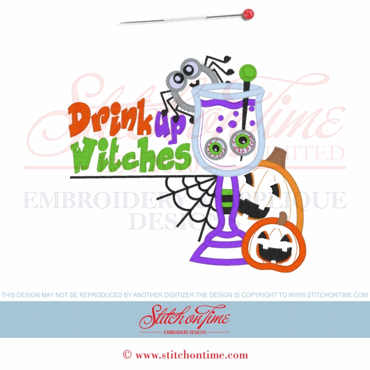 555 HALLOWEEN : Drink Up Witches Applique 6x10 and 5x7