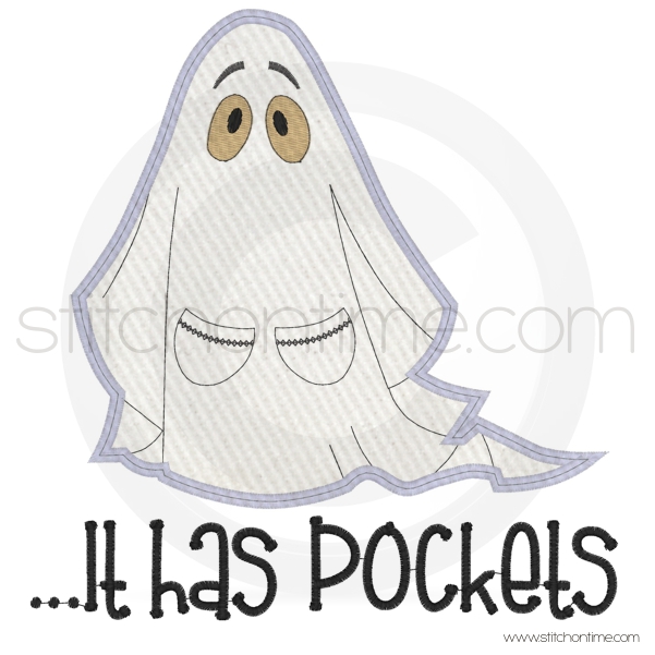 593 Halloween : Ghost...It has Pockets Applique
