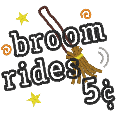 Halloween (A78) Broom Rides Applique 6x10