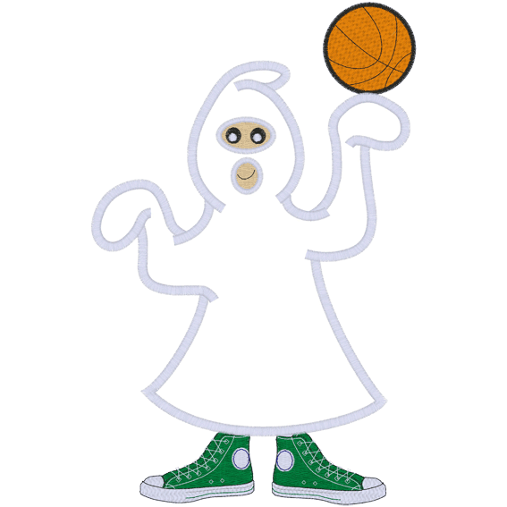 Halloween (A83) Ghost Basketball Player Applique 6x10