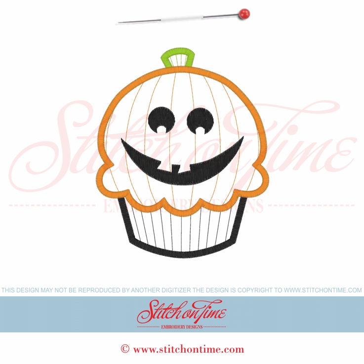 3 Halloween Cupcake : Pumpkin Applique 5x7