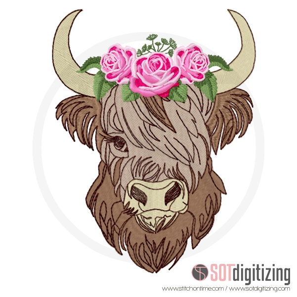 4 Highland Cow with Flowers