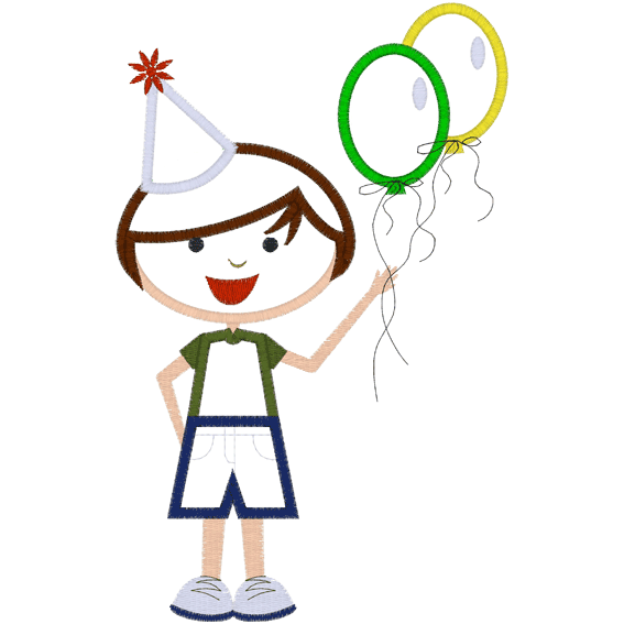 Kids & Balloons (A3) Birthday Boy Applique 6x10