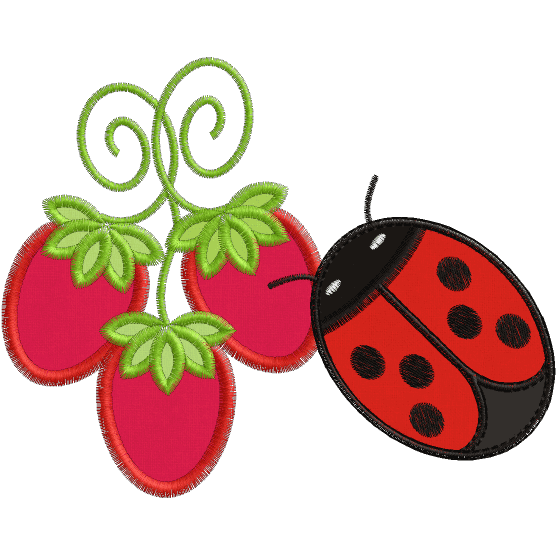 Ladybuggy (A3) Strawberries & Ladybug Applique 5x7