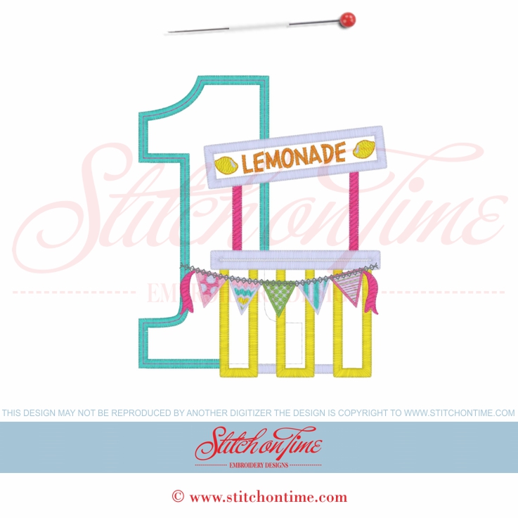 5 Lemonade Stand : Lemonade Stand Birthday Applique 5x7