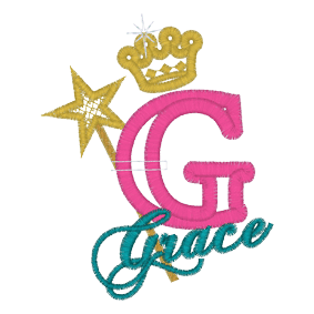 Letters (A166) G Grace Applique 4x4